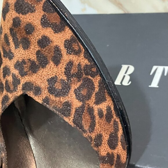 ESCARPINS STUART WEITZMAN LÉOPARD - BOUT FERMÉ - TALON VERNI NOIR - 7.5 - Picture 6 of 8